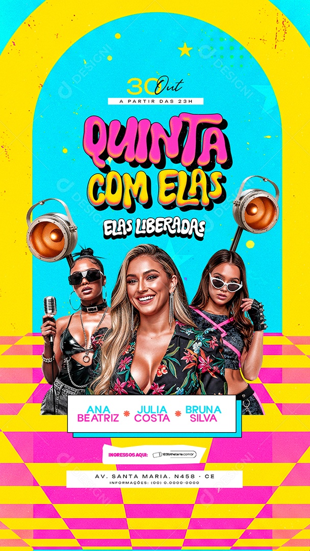 Story Flyer Próximos Shows Quinta com Elas Social Media PSD Editável