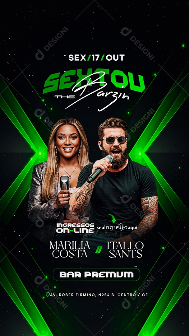 Story Flyer Próximos Shows Sextou The Barzin Social Media PSD Editável