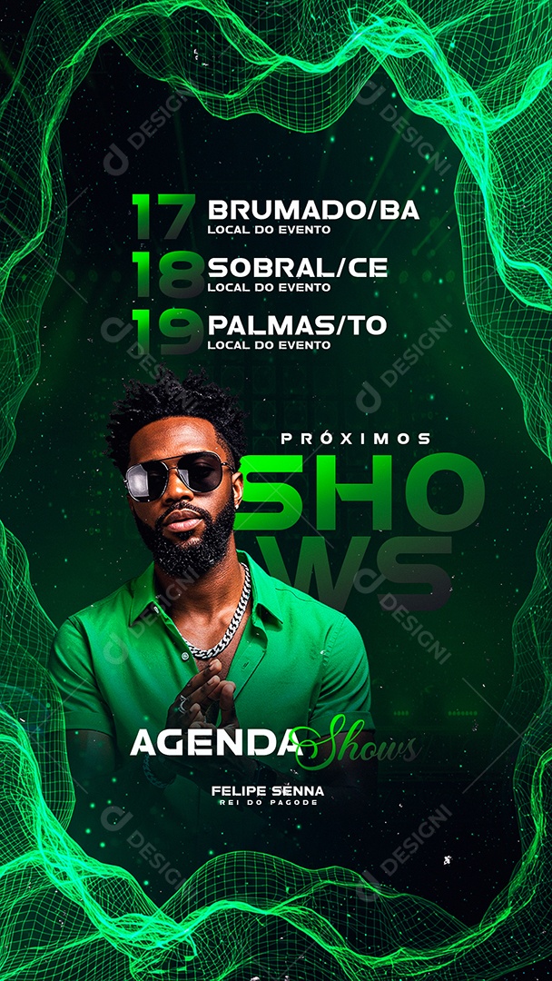Story Flyer Próximos Shows Agenda Felipe Senna Social Media PSD Editável