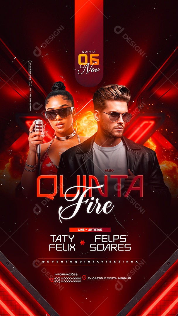 Story Flyer Próximos Shows Quinta Fire Social Media PSD Editável