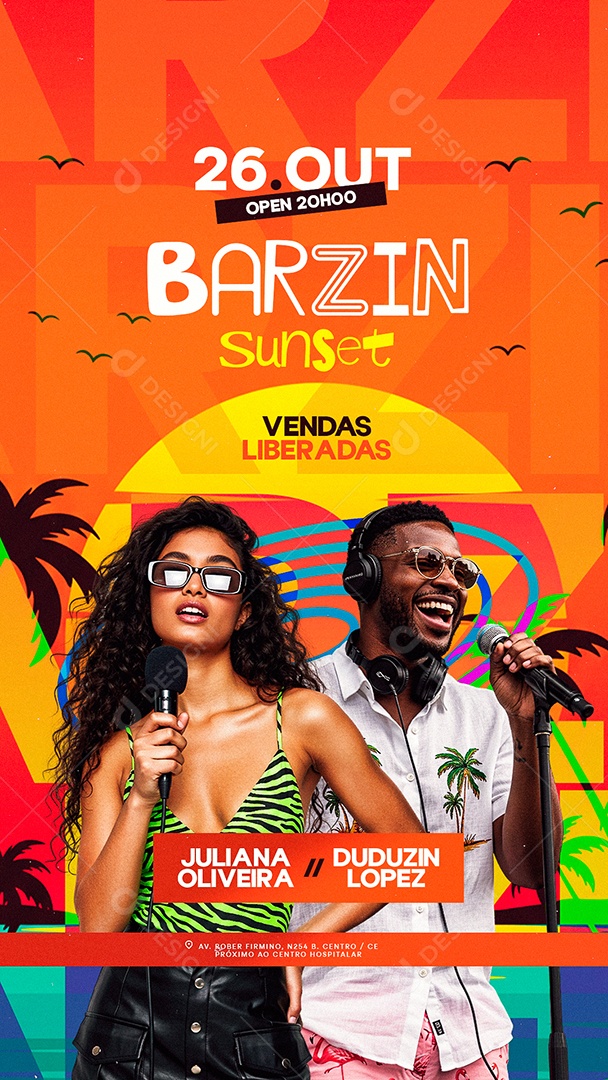 Story Flyer Próximos Shows Barzin Sunset Social Media PSD Editável