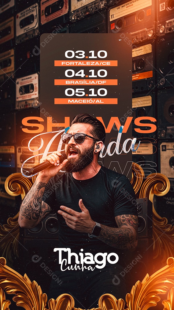 Story Flyer Próximos Shows Agenda Thiago Cunha Social Media PSD Editável