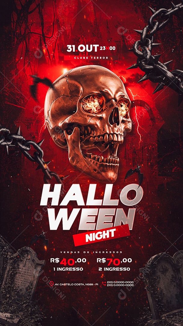 Story Flyer Halloween Night Social Media PSD Editável