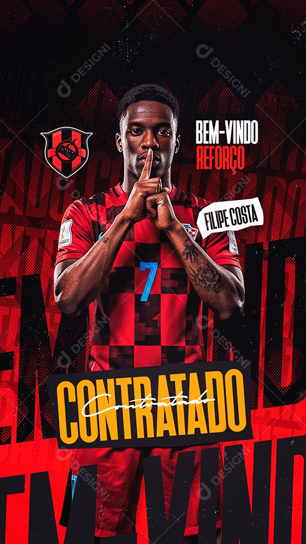 Story Contratado Jogador Filipe Costa Bem Vindo Reforço Social Media PSD Editável