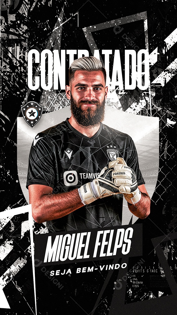Story Contratado Goleiro Miguel Felps Seja Bem Vindo Social Media PSD Editável