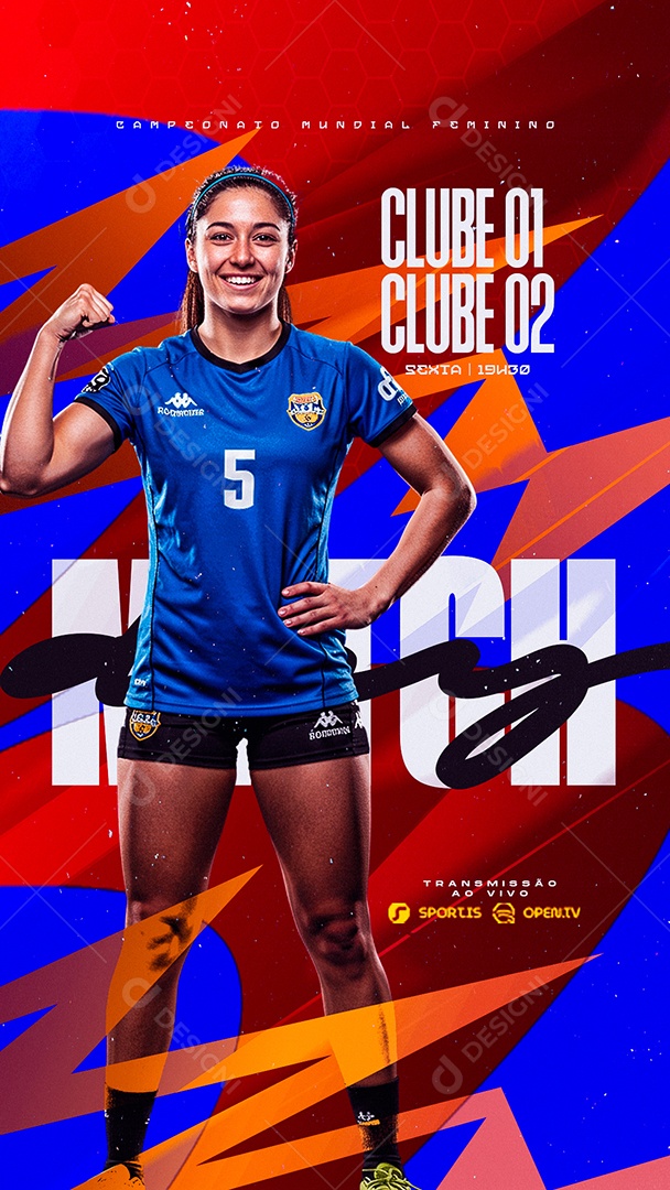 Story Campeonato Mundial de Vôlei Feminino Match Day Social Media PSD Editável