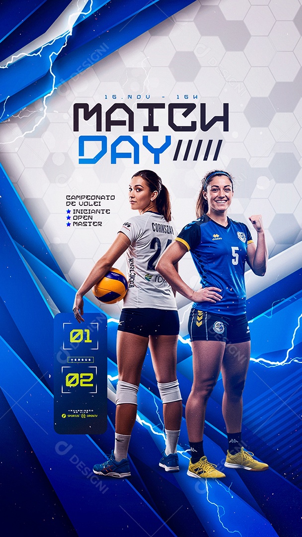 Story Campeonato de Vôlei Feminino Match Day Social Media PSD Editável
