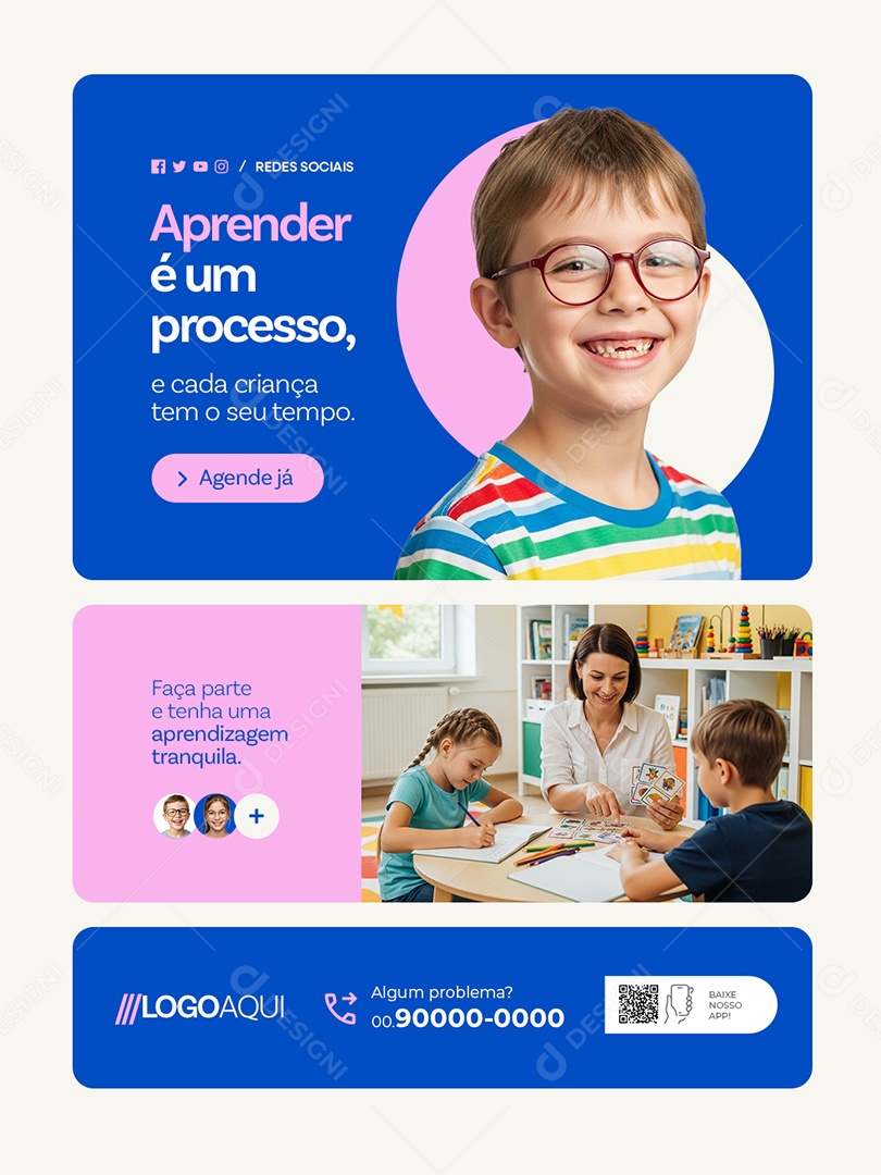 Psicopedagoga Aprender é Um Processo Social Media PSD Editável