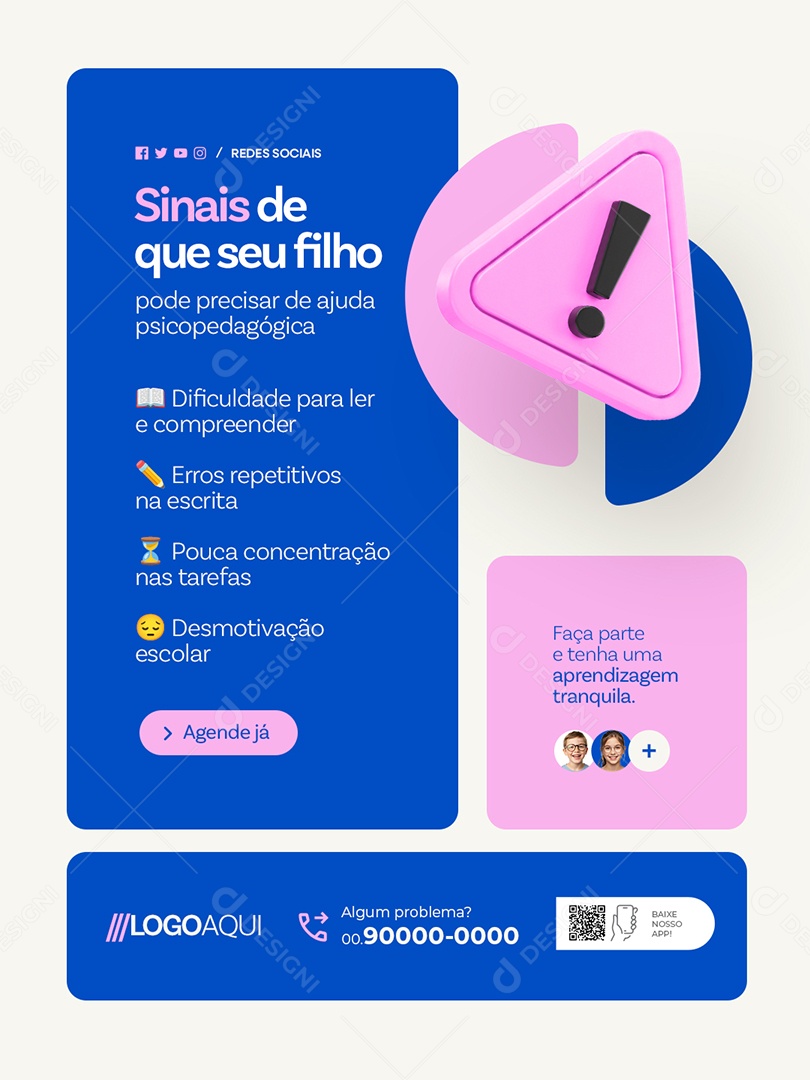 Psicopedagoga Sinais de Que Seu Filho Social Media PSD Editável