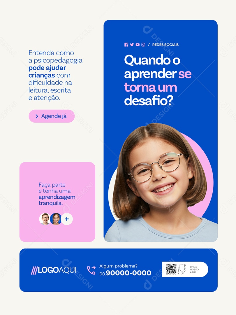Psicopedagoga Quando o Aprender Se Torna um Desafio Social Media PSD Editável