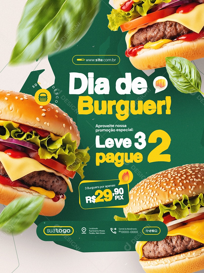 Hamburgueria Dia de Burguer Social Media PSD Editável