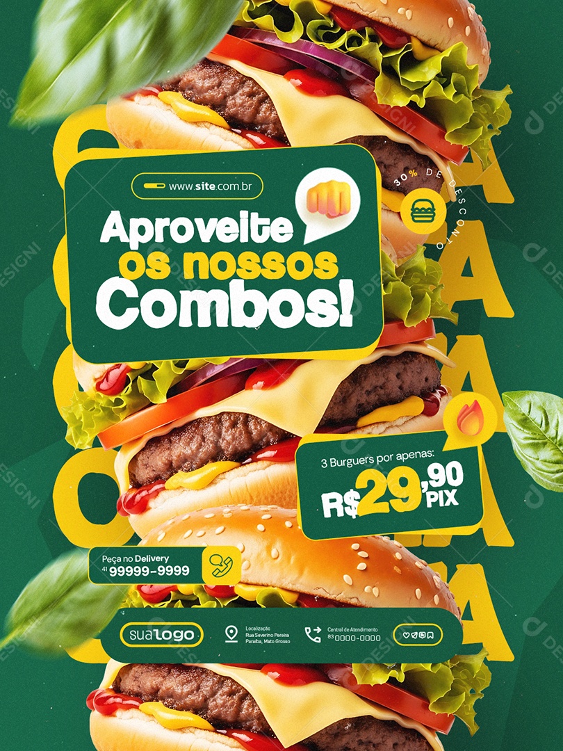 Hamburgueria Aproveiute Os Nossos Combos Social Media PSD Editável