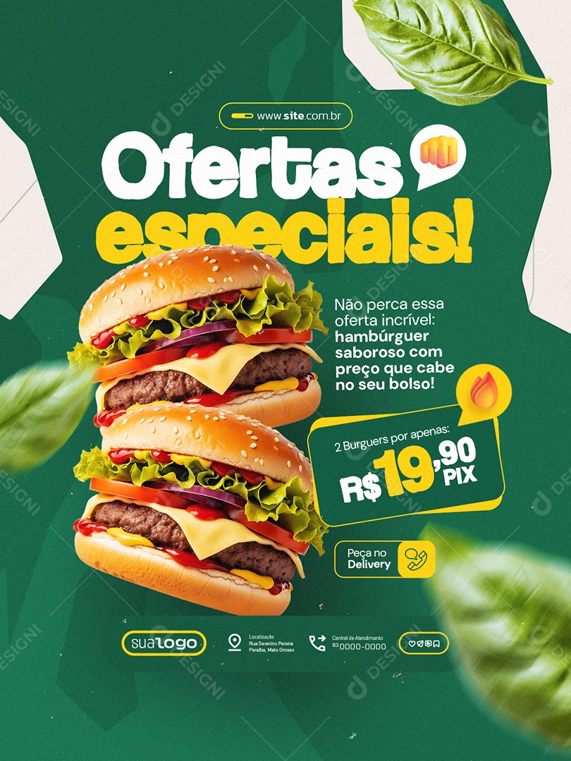 Hamburgueria Ofertas Especiais Não Perca Social Media PSD Editável