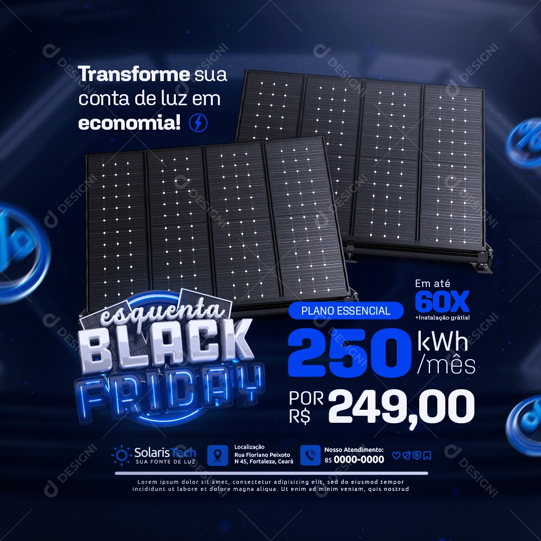 Energia Solar Esquenta Black Friday Plano Essencial Social Media PSD Editável