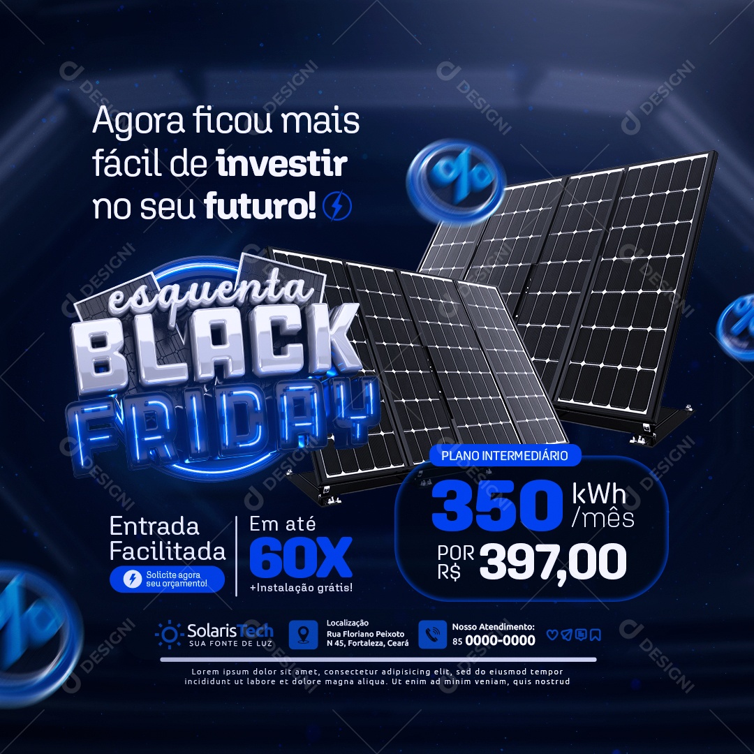 Energia Solar Esquenta Black Friday Agora Ficou Mais Fácil de Investir Social Media PSD Editável