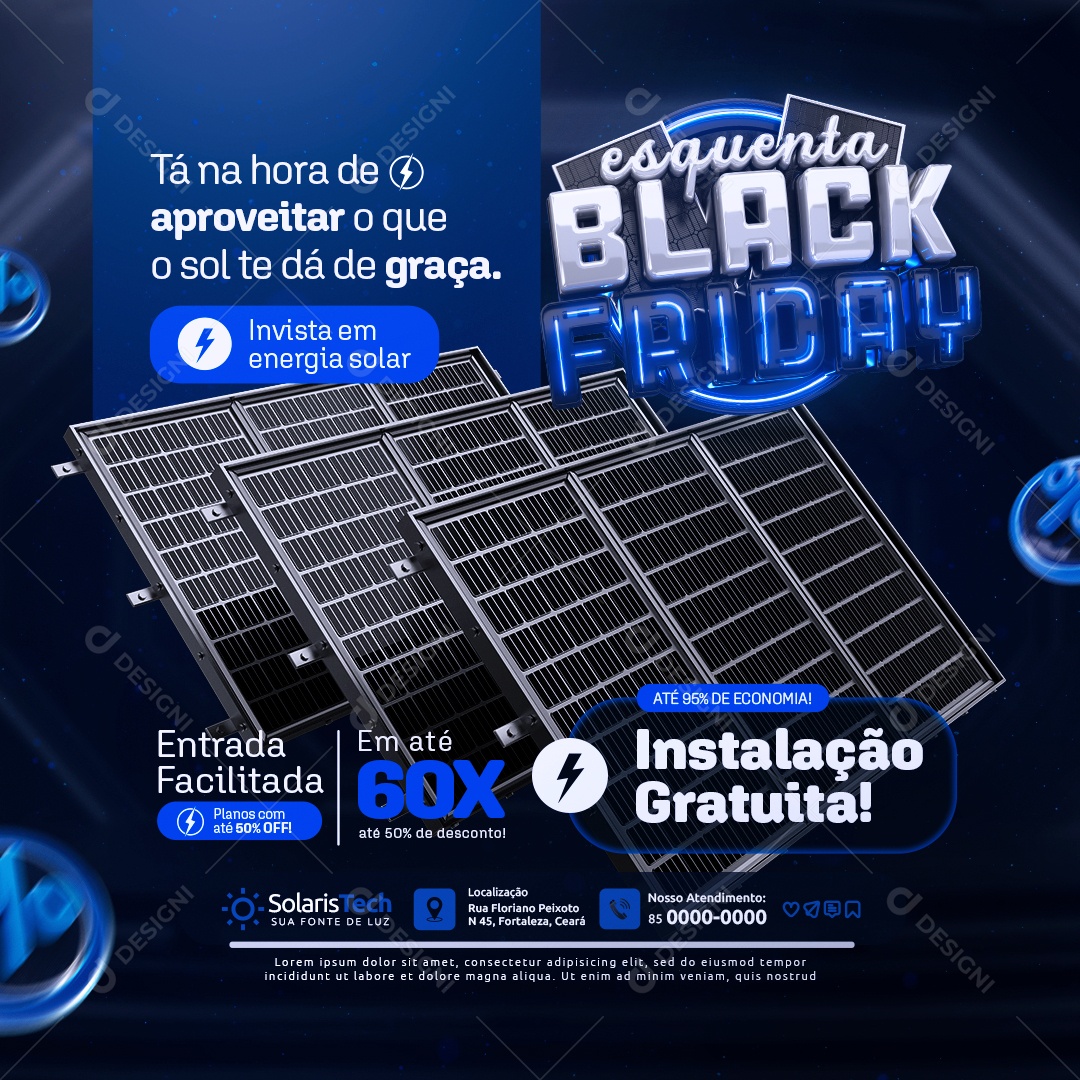 Energia Solar Esquenta Black Friday Tá na Horade Aproveitar Social Media PSD Editável