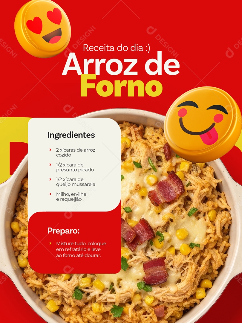 Receita do Dia Arroz de Forno Social Media PSD Editável