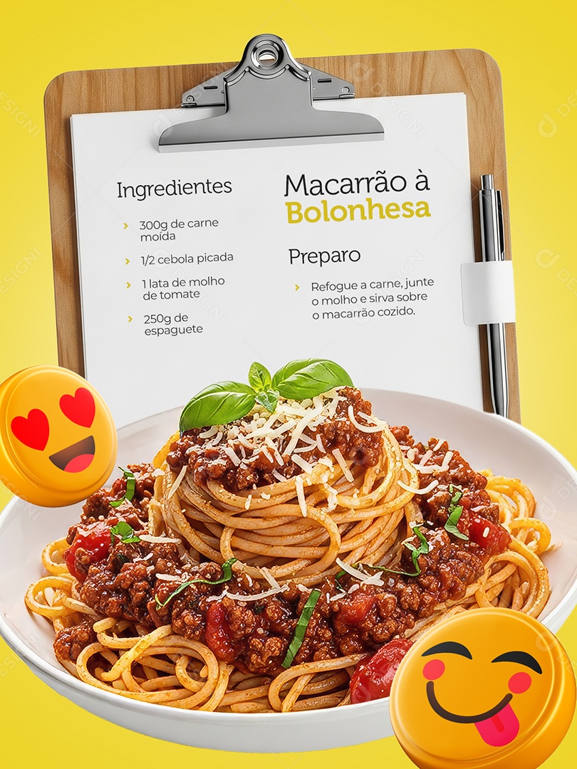 Receita Macarrão à Bolonhesa Social Media PSD Editável