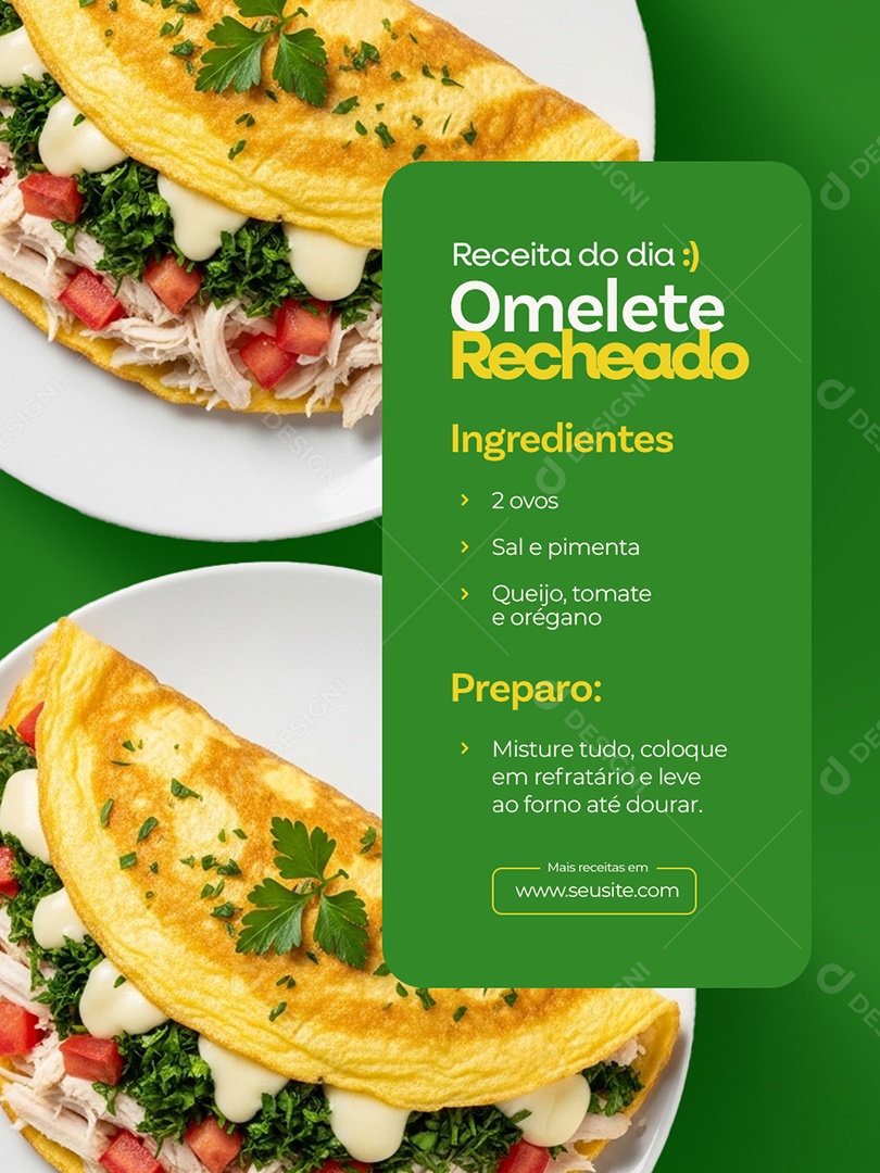 Receita do Dia Omelete Recheado Social Media PSD Editável