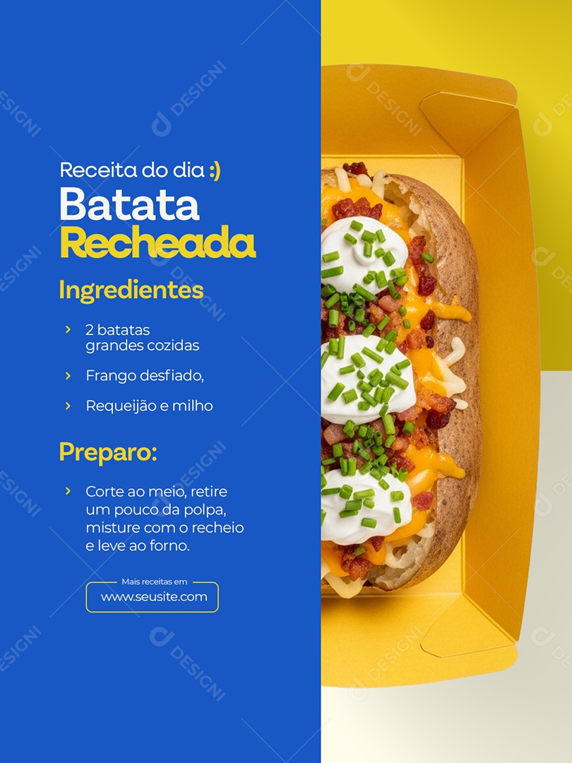 Receita do Dia Batata Recheada Social Media PSD Editável