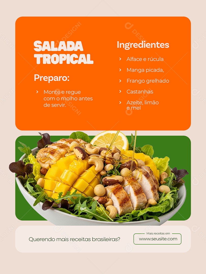 Receita Salda Tropical Social Media PSD Editável