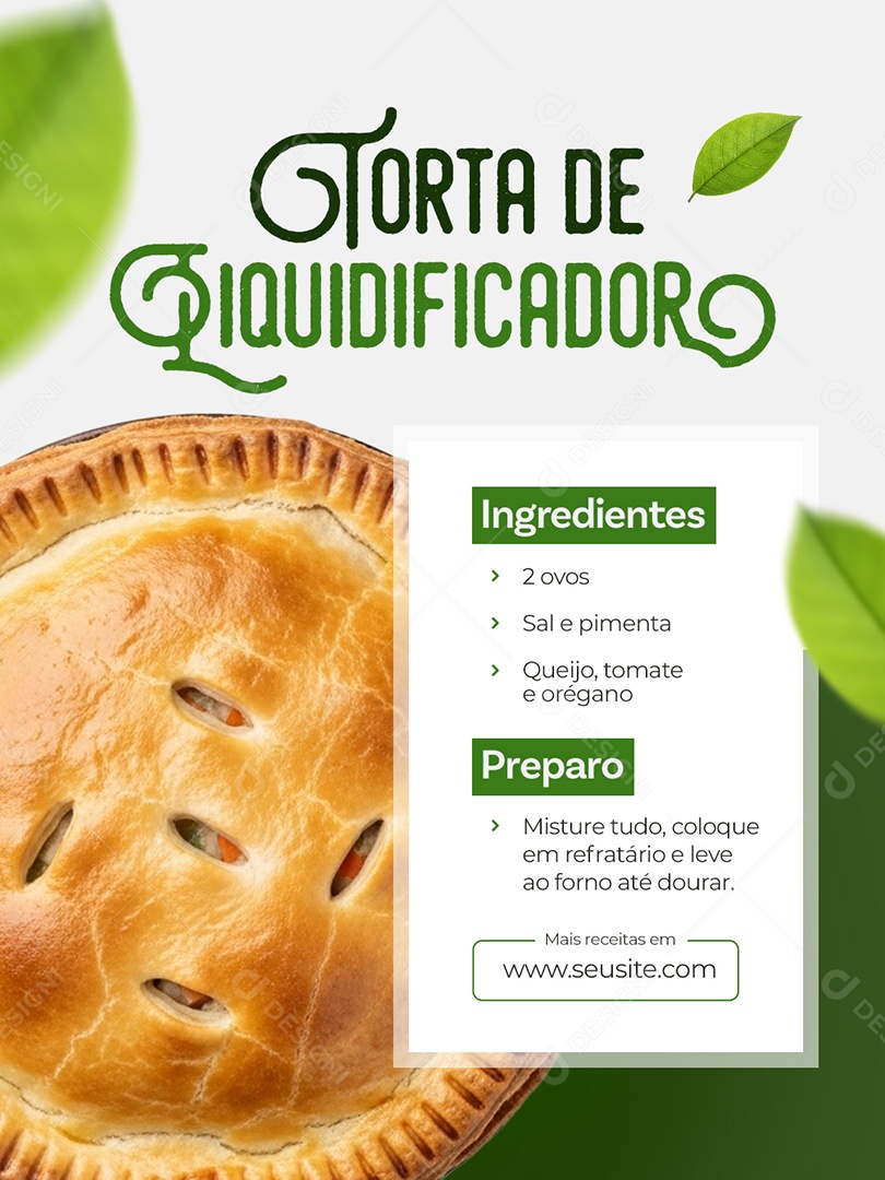 Receita Torta de Liquidificador Social Media PSD Editável