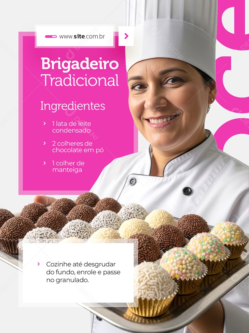 Receita Brigadeiro Tradicional Social Media PSD Editável