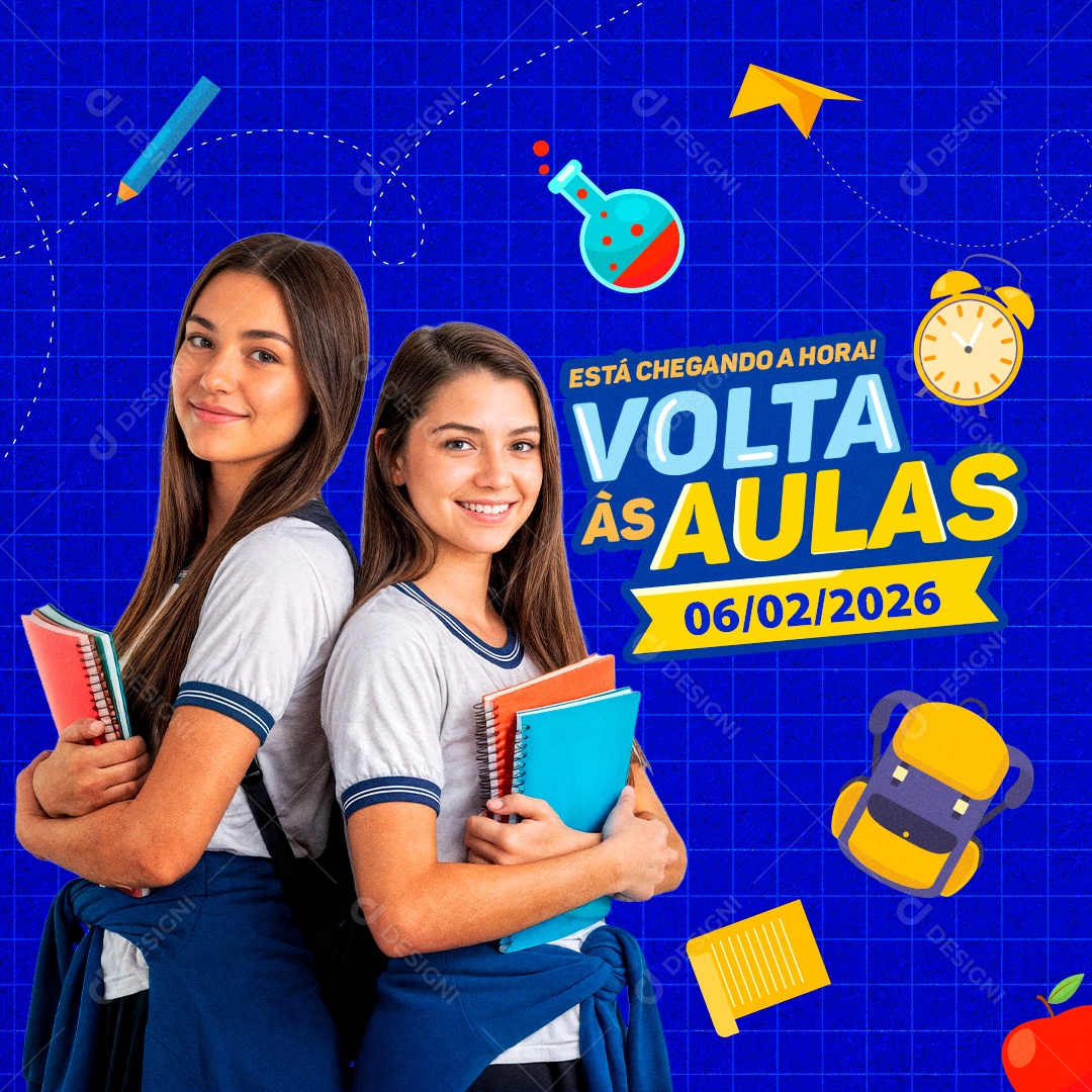 Aviso De Volta às Aulas Social Media PSD Editável
