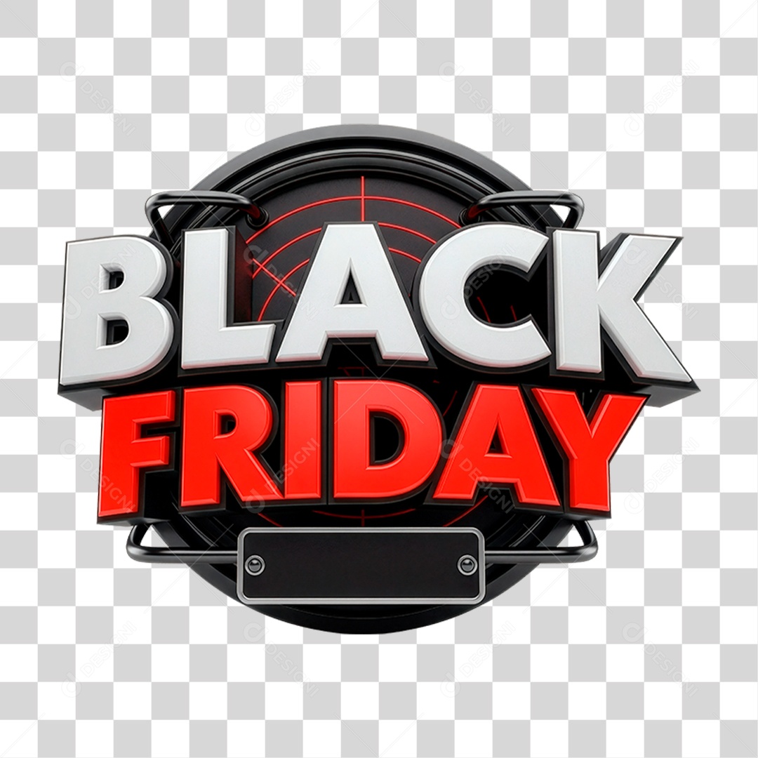 Selo 3D Black Friday para Composição PNG Transparente