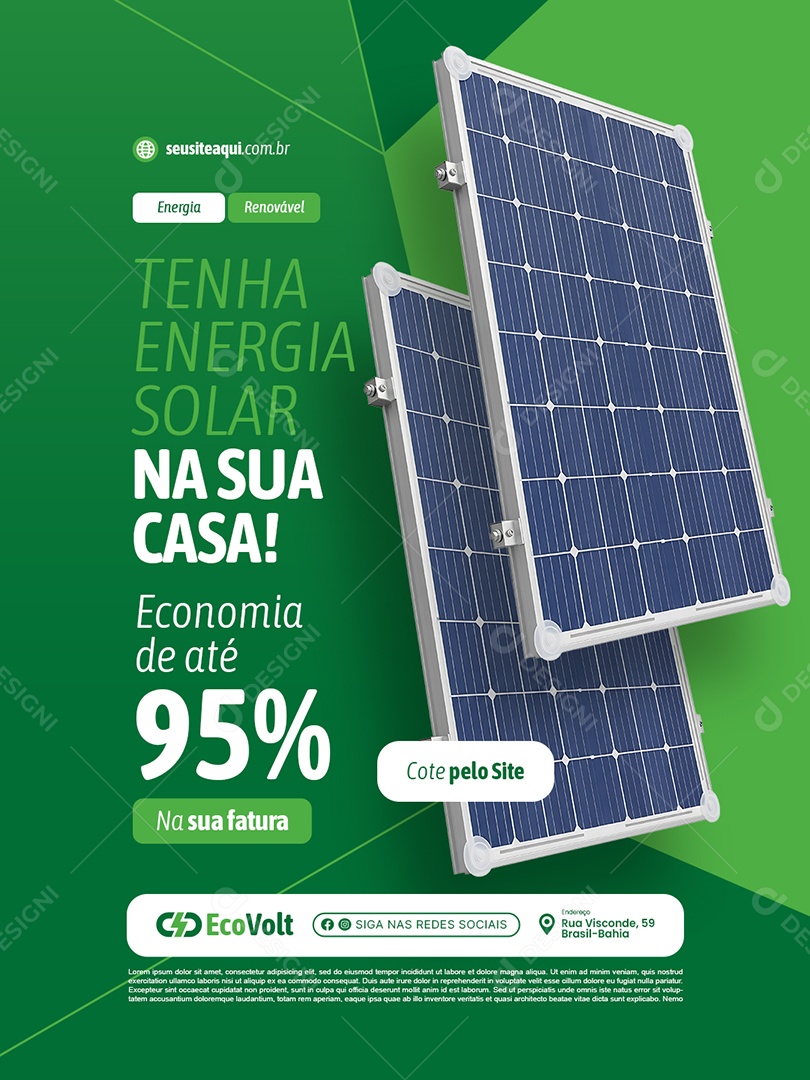 Tenha Energia Solar na Sua Casa Social Media PSD Editável