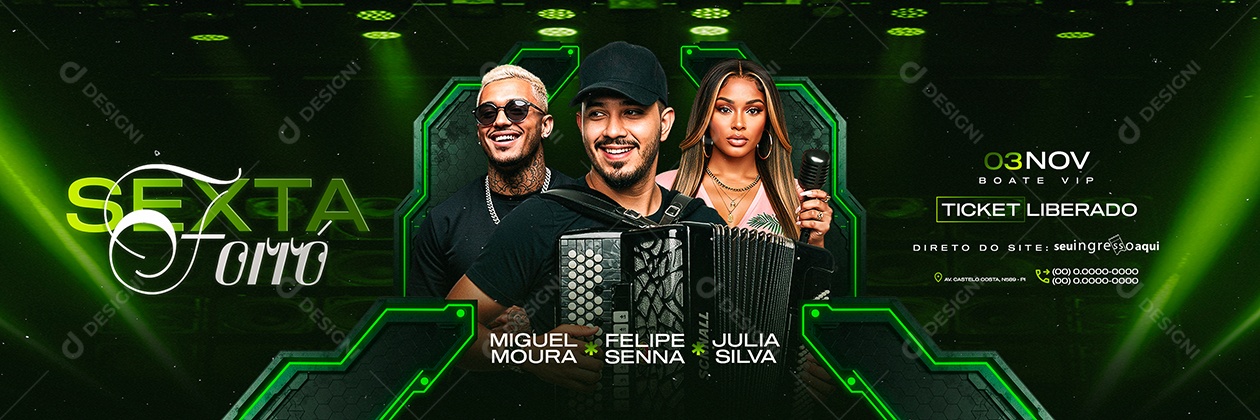 Carrossel Flyer Próximos Shows Sexta Forró Social Media PSD Editável