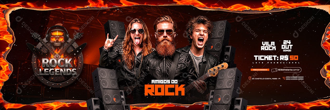 Carrossel Flyer Próximos Shows Amigos do Rock Social Media PSD Editável