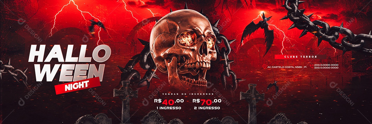 Carrossel Flyer Halloween Night Social Media PSD Editável