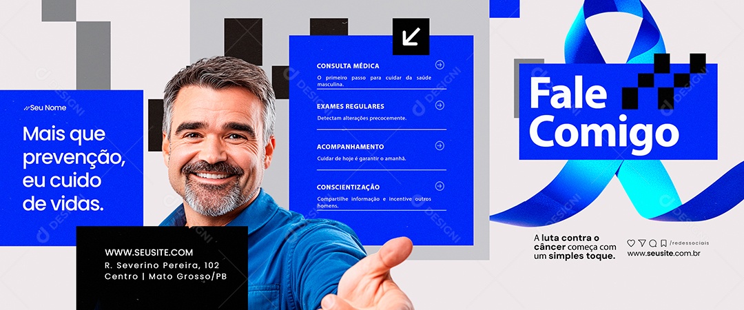 Carrossel Novembro Azul Fale Comigo Social Media PSD Editável