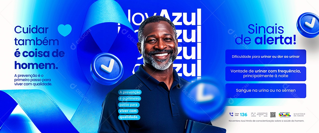 Carrossel Novembro Azul Cuidar Também é Coisa de Homem Social Media PSD Editável