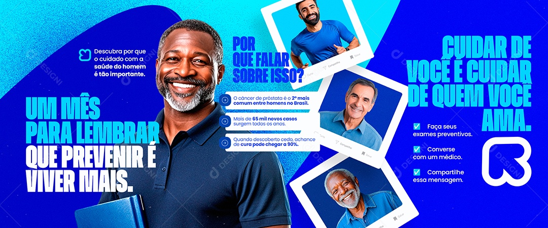 Carrossel Novembro Azul Um Mês para Lembrar Que Prevenir é Viver Mais Social Media PSD Editável