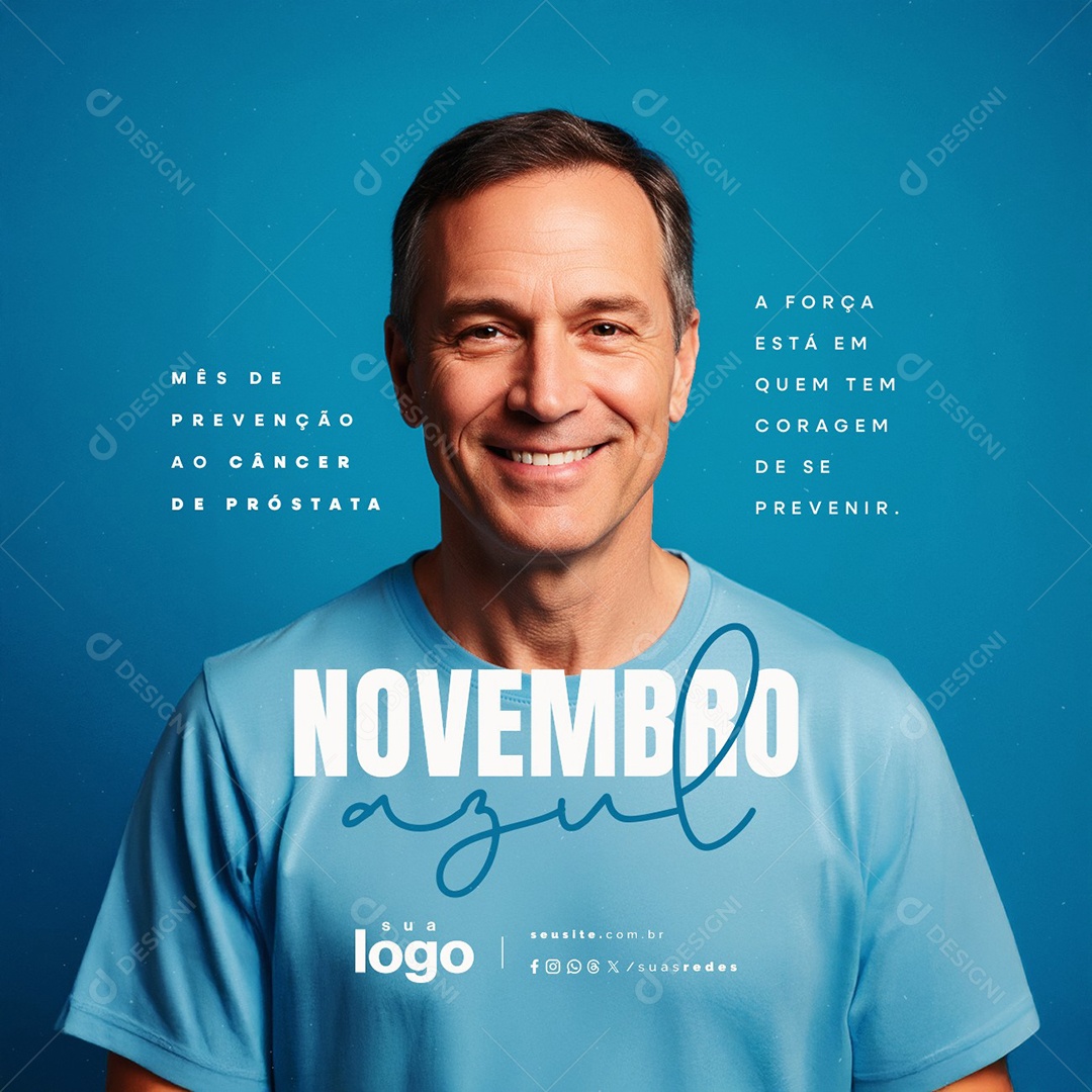 Novembro Azul Mês de Prevenção ao Câncer de Próstata Social Media PSD Editável