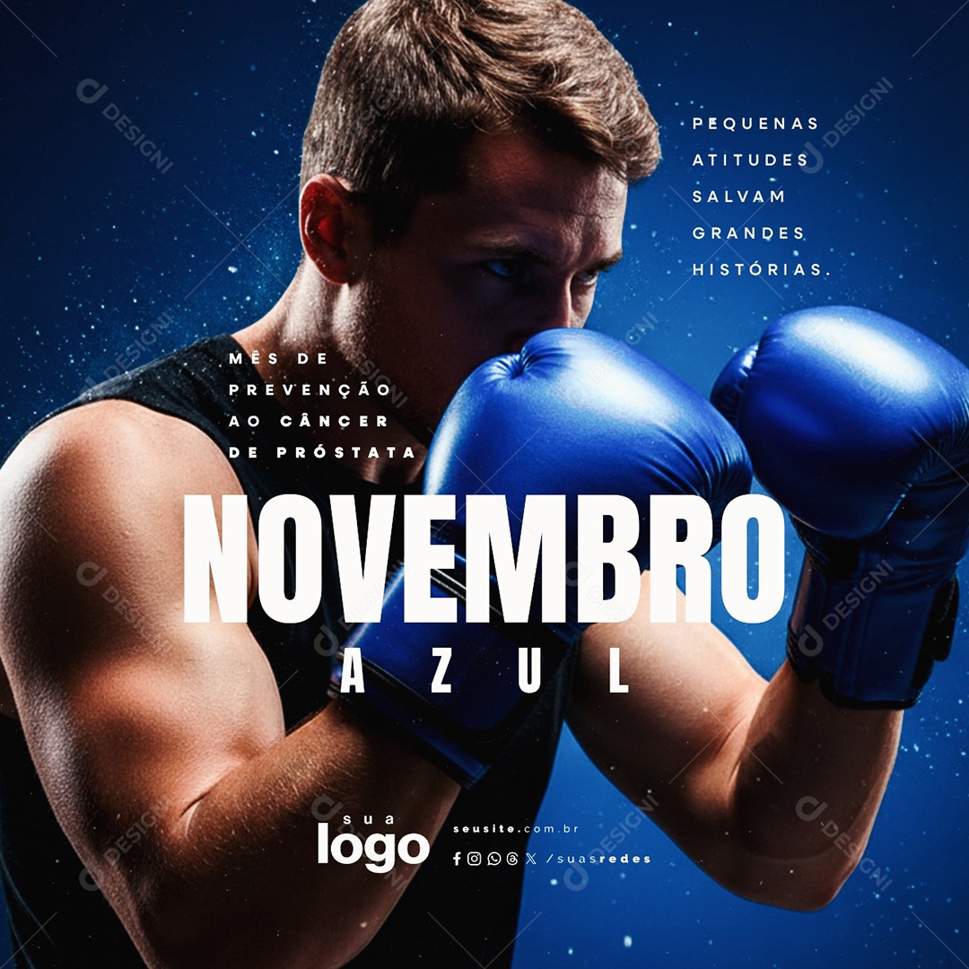 Novembro Azul Mês de Prevenção ao Câncer de Próstata Social Media PSD Editável