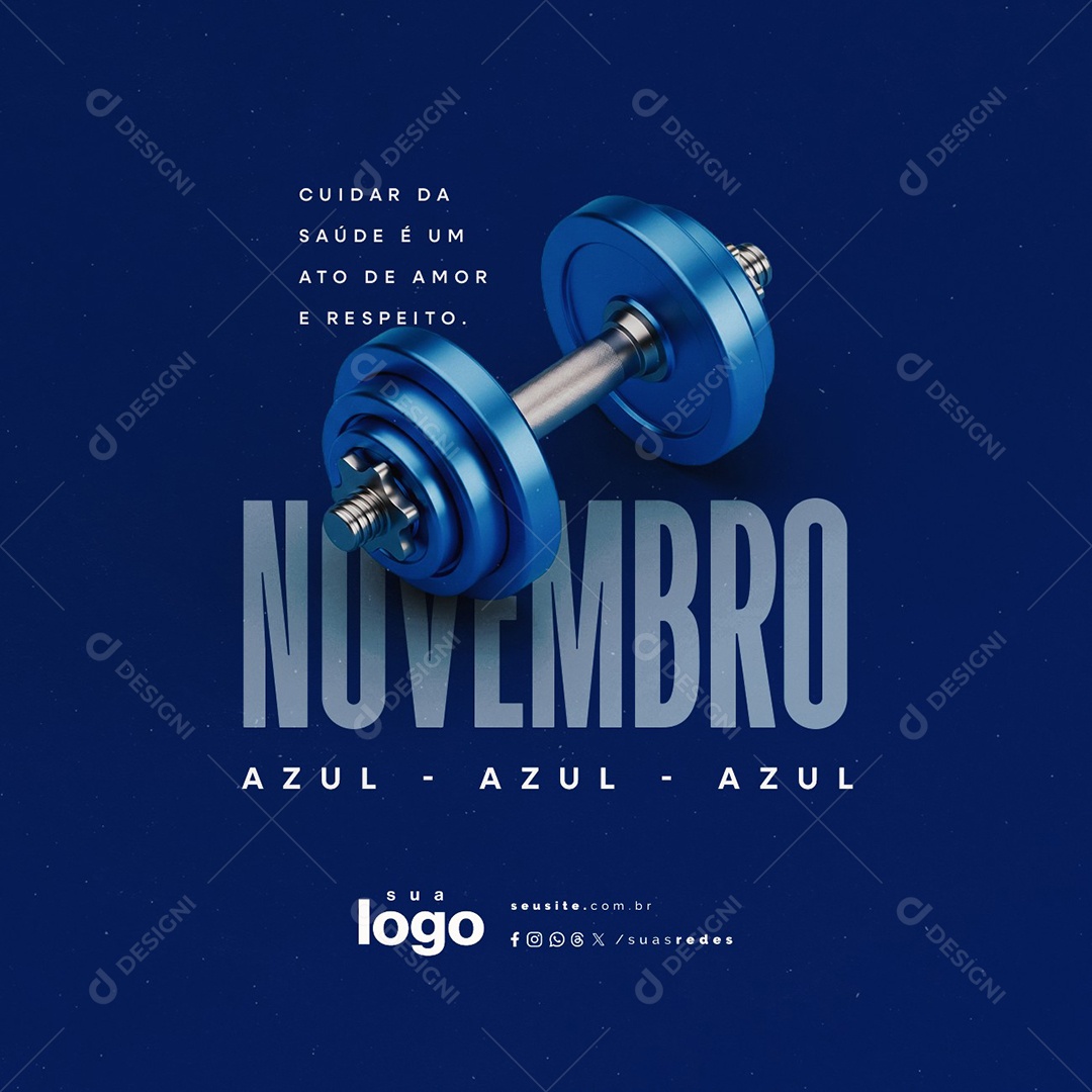 Novembro Azul Cuidar da Saúde é Um Ato de Amor e Respeito Social Media PSD Editável