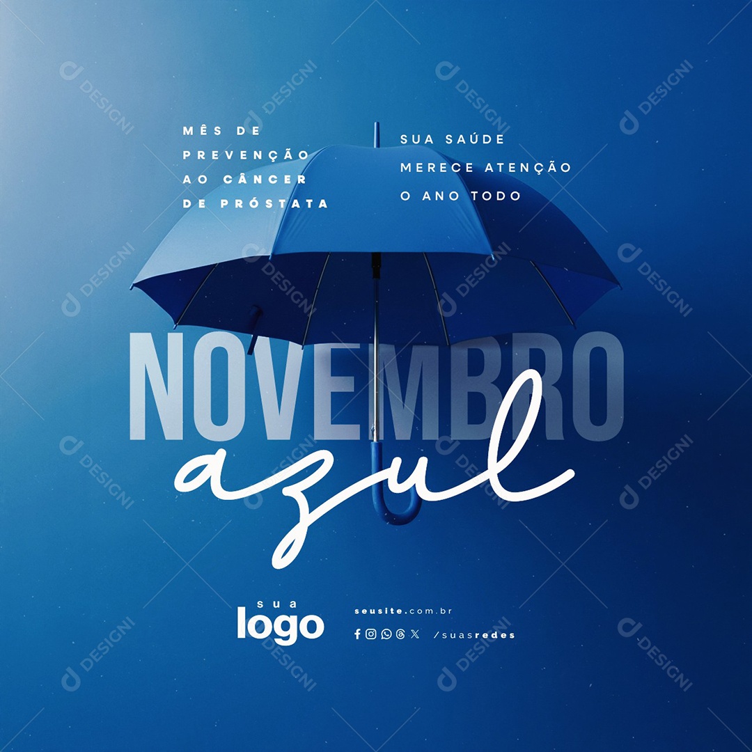 Novembro Azul Mês de Prevenção ao Câncer de Próstata Social Media PSD Editável