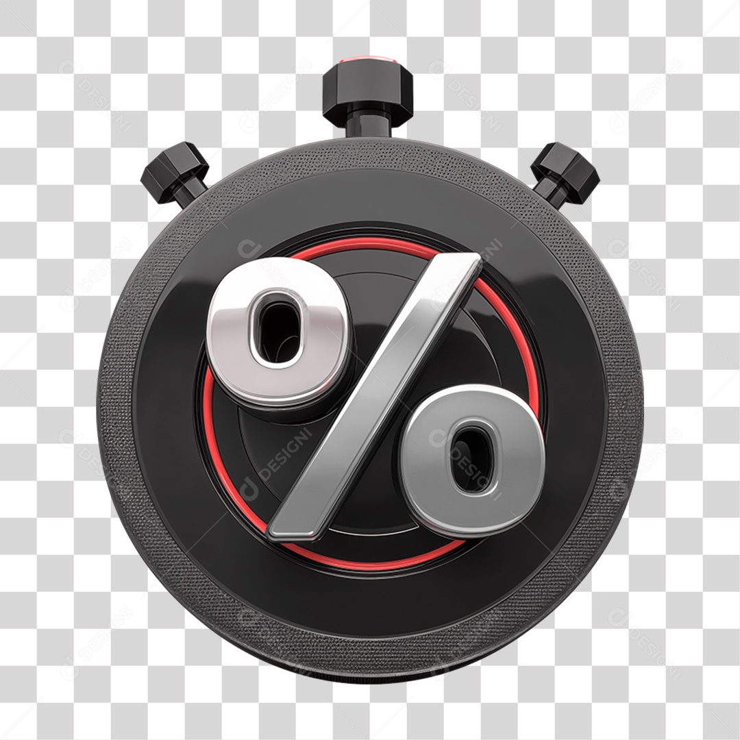 Elemento 3D Cronômetro com Porcentagem PNG Transparente