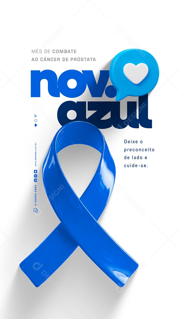 Story Novembro Azul Mês de Combate ao Câncer de Próstata Social Media PSD Editável