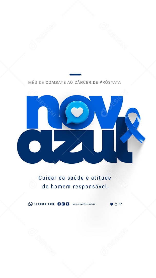 Story Novembro Azul Mês de Combate ao Câncer de Próstata Social Media PSD Editável