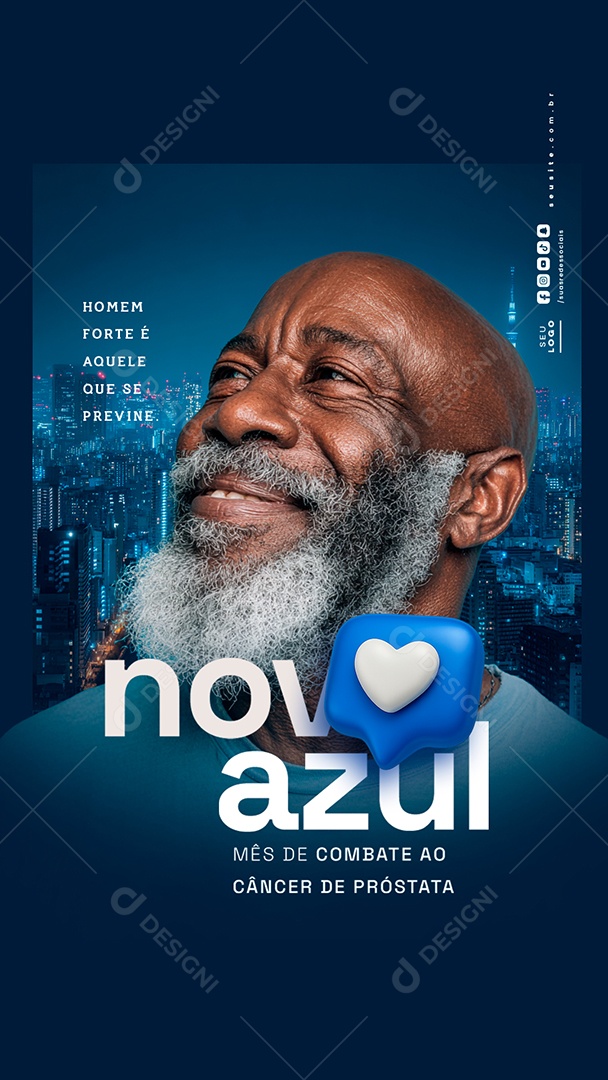 Story Novembro Azul Mês de Combate ao Câncer de Próstata Social Media PSD Editável