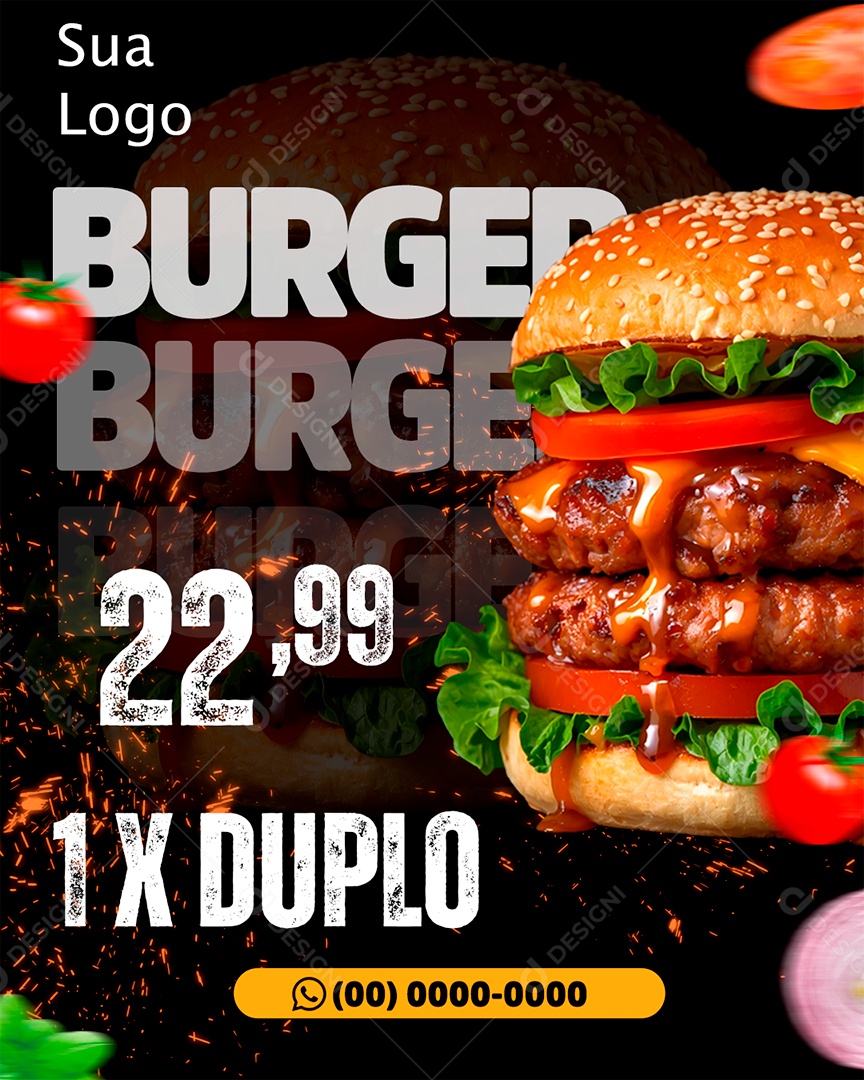 Hamburgueria Burger X Duplo Social Media PSD Editável