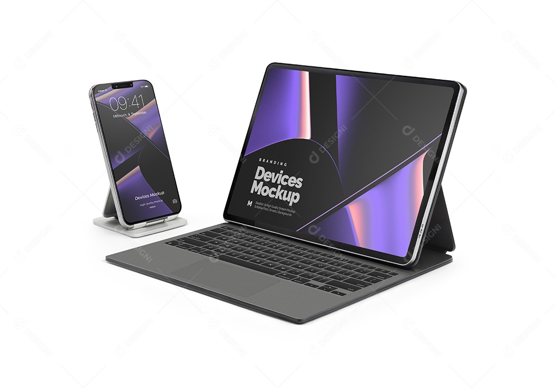 Mockup de Celular e Notebook PSD Editável