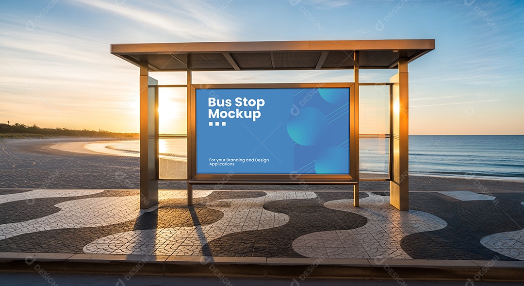 Ponto de Ônibus Com Anúncio PSD Editável Mockup