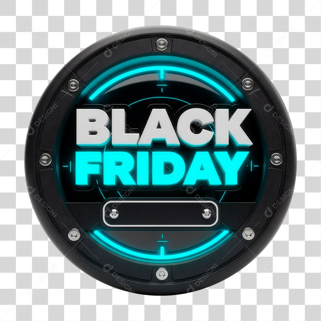 Selo 3D Black Friday para Composição PNG Transparente