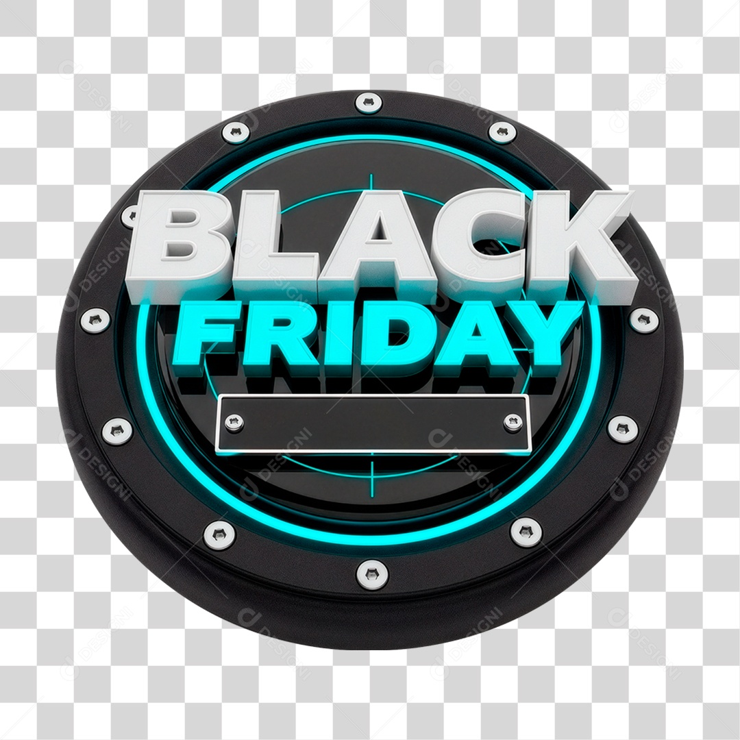 Selo 3D Black Friday para Composição PNG Transparente