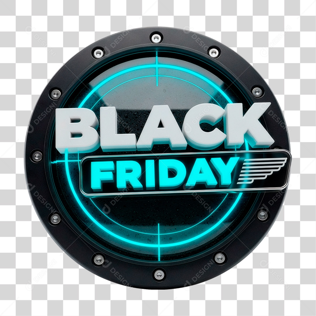 Selo 3D Black Friday para Composição PNG Transparente